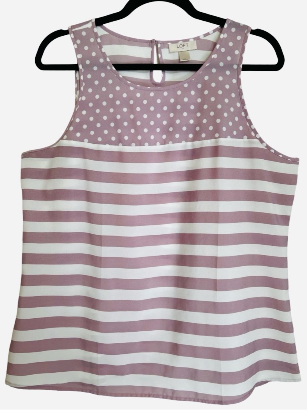 LOFT Women’s Ladies lavender lilac striped tank shell SZ Large